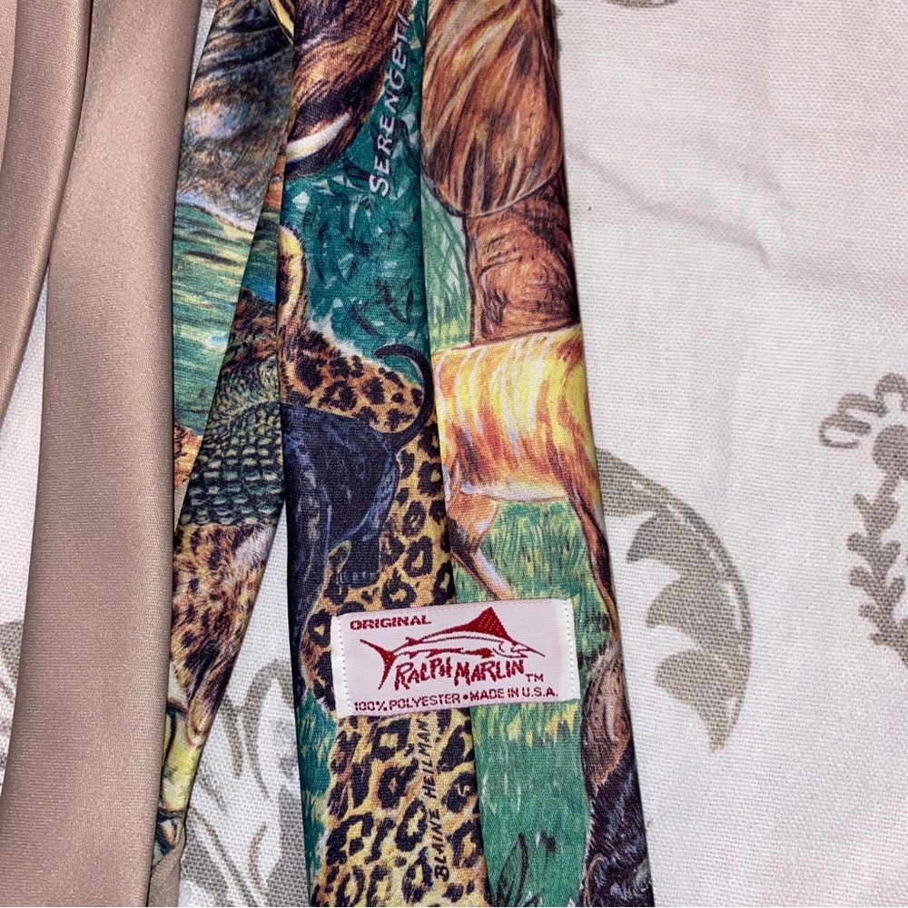 Ralph Marlin VTG African Serengeti Tie Zebra Gorilla Lion Animal Novelty - Picture 3 of 3